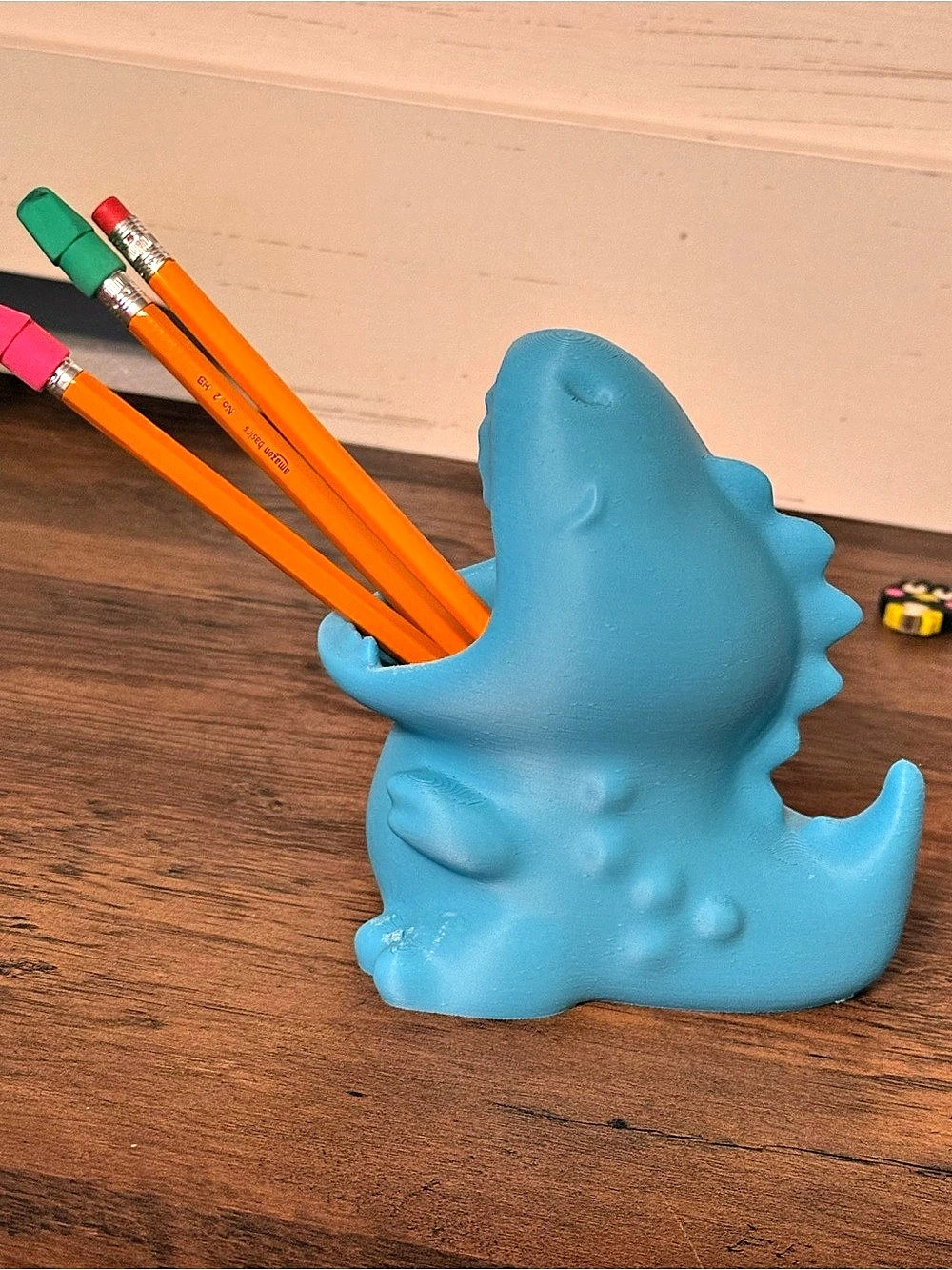 T-Rex Dino Pencil Holder Blue